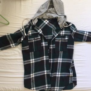 Forever21 Hooded Plaid Flannel Shirt